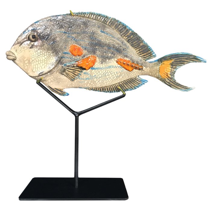 Статуэтка на подставке Gray Fish Серый Черный Белый Статуэтка на подставке Gray Fish Серый Черный Белый в Рязани | Loft Concept