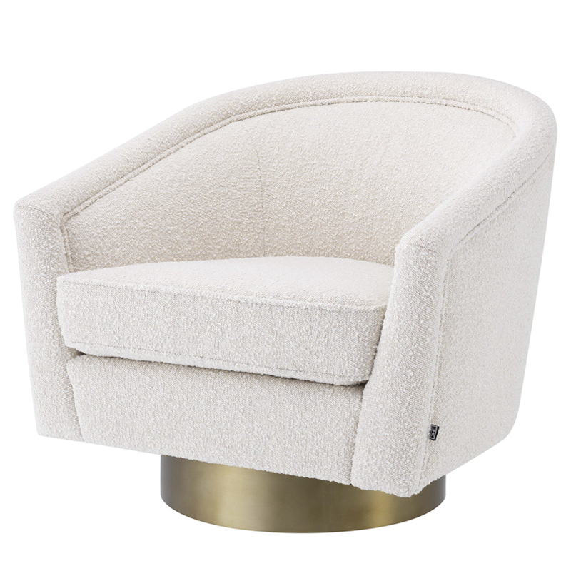 Кресло Eichholtz Swivel Chair Catene Boucle cream Кремовый матовое золото Кресло Eichholtz Swivel Chair Catene Boucle cream Кремовый матовое золото в Рязани | Loft Concept