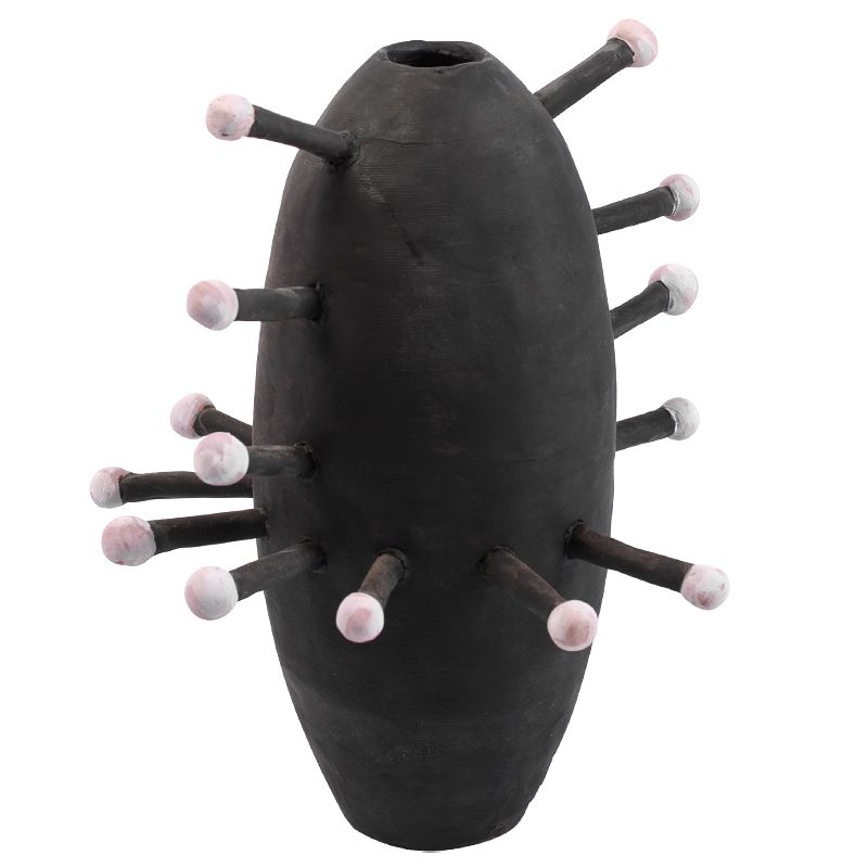 Ваза Kwanza Round Spikes Vase Черный Розовый Ваза Kwanza Round Spikes Vase Черный Розовый в Рязани | Loft Concept