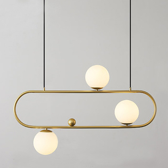Люстра Horizontal Balls Balance Brass 3 Латунь Белый Люстра Horizontal Balls Balance Brass 3 Латунь Белый в Рязани | Loft Concept