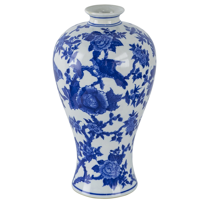 Ваза Bird in Flowers Vase Синий Белый Ваза Bird in Flowers Vase Синий Белый в Рязани | Loft Concept