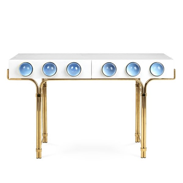 Консоль Globo Console Синий цвет Белый Консоль Globo Console Синий цвет Белый в Рязани | Loft Concept