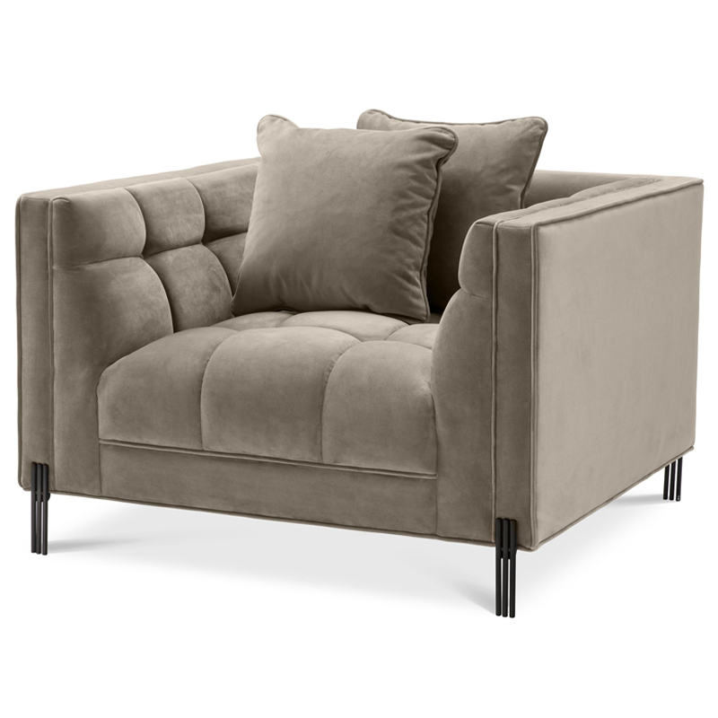 Кресло Eichholtz Chair Sienna greige Бежево-серый Черный Кресло Eichholtz Chair Sienna greige Бежево-серый Черный в Рязани | Loft Concept