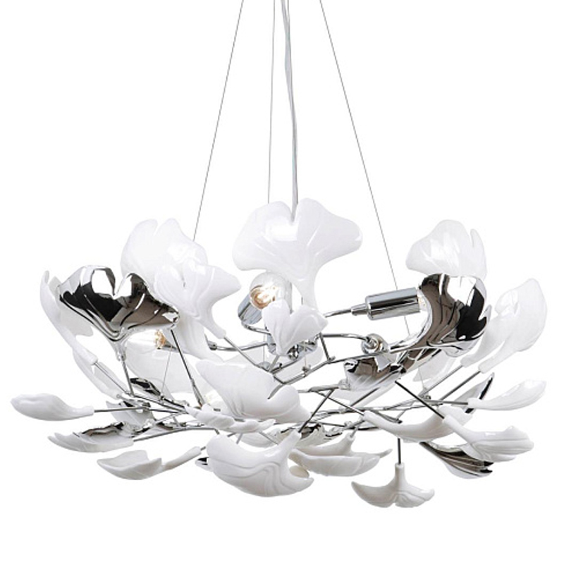 Люстра Wintery flover Chrome с Белыми декоративными плафонами Хром Белый Люстра Wintery flover Chrome с Белыми декоративными плафонами Хром Белый в Рязани | Loft Concept