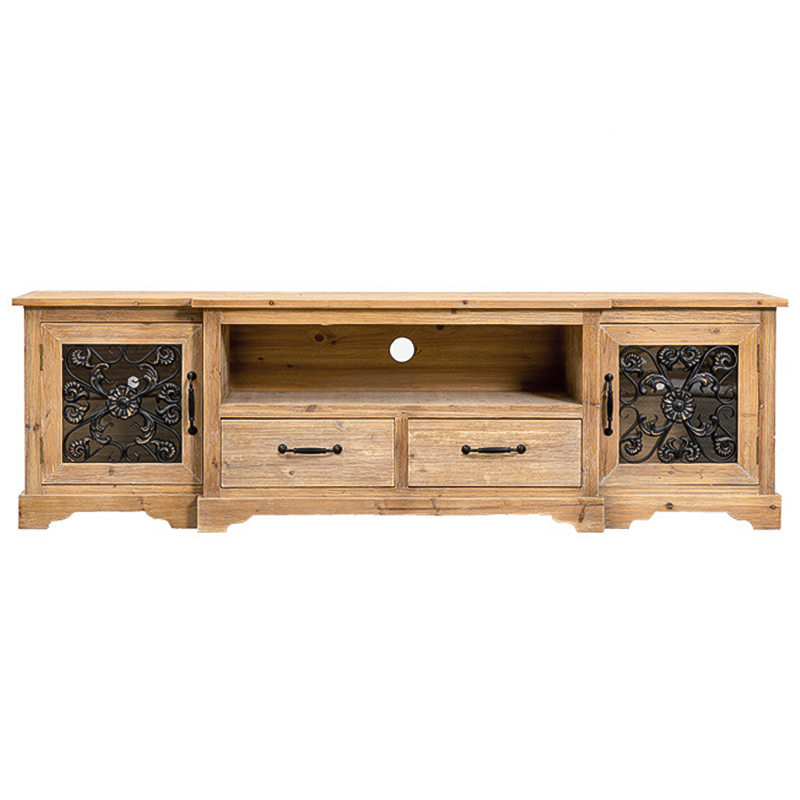ТВ-Тумба Basile Provence Wood TV Stand Коричневый Древесина Прозрачное Стекло Черный ТВ-Тумба Basile Provence Wood TV Stand Коричневый Древесина Прозрачное Стекло Черный в Рязани | Loft Concept