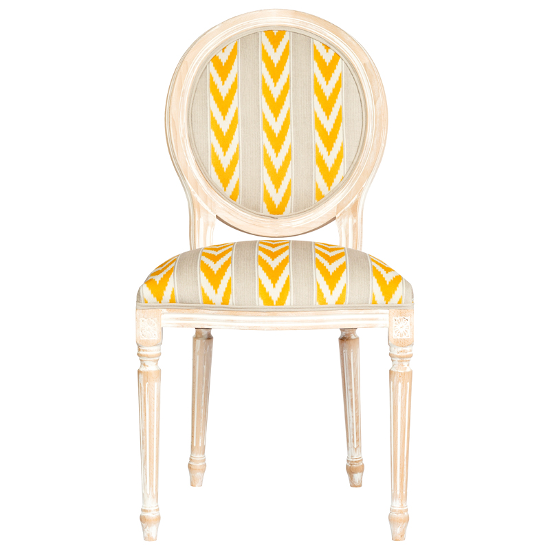 Стул Ikat Pattern с желтым узором Белый Желтый Бежевый Стул Ikat Pattern с желтым узором Белый Желтый Бежевый в Рязани | Loft Concept
