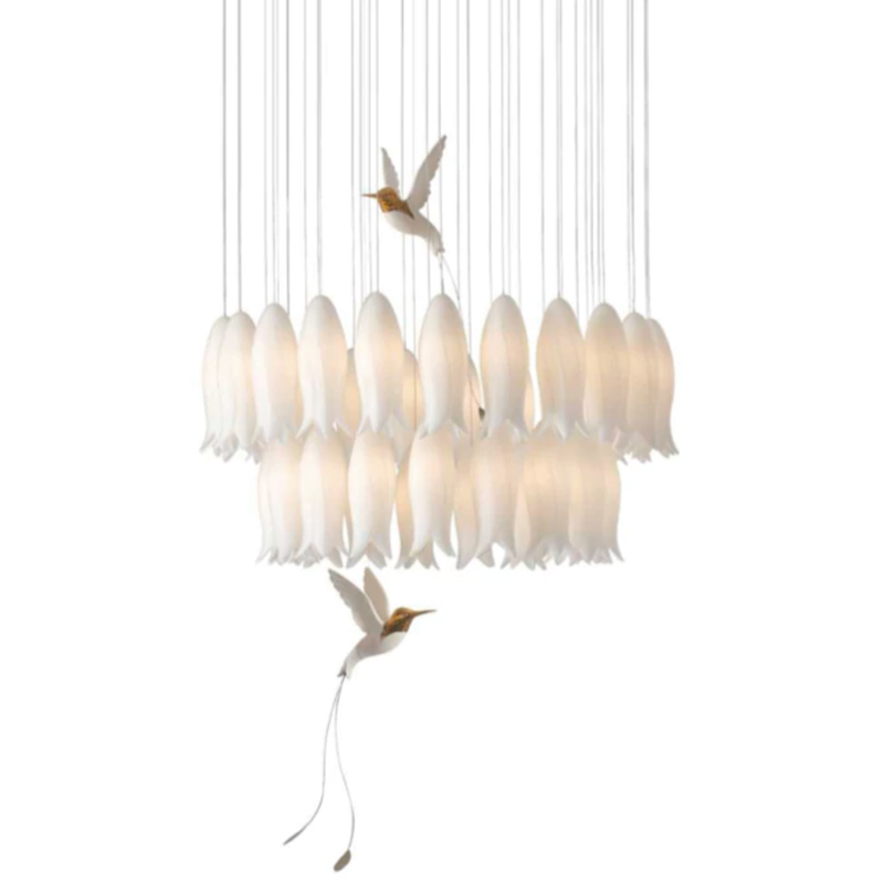 Люстра c Птичками Колибри Sagarti Pendant lamp ALBA Flowers & Birds Белый Золотой Люстра c Птичками Колибри Sagarti Pendant lamp ALBA Flowers & Birds Белый Золотой в Рязани | Loft Concept