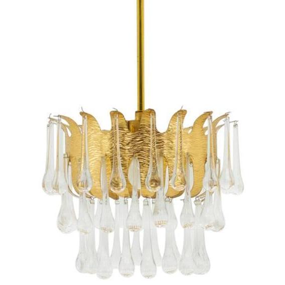 Люстра Ernst Palme Glass and Gilded Brass Chandelier Золотой Люстра Ernst Palme Glass and Gilded Brass Chandelier Золотой в Рязани | Loft Concept