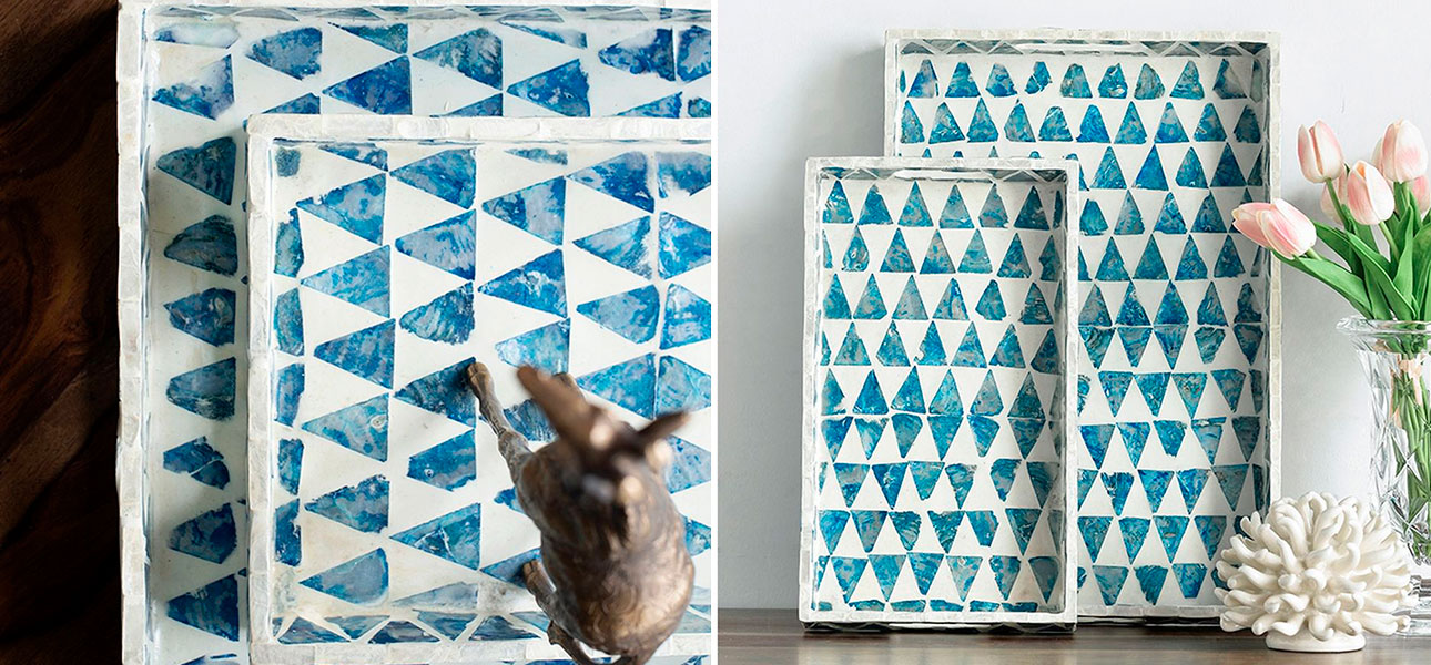 Поднос с инкрустацией Blue Triangle - фото