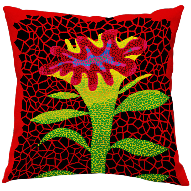 Декоративная подушка Yayoi Kusama Flower Red Красный Зеленый Желтый Мульти Декоративная подушка Yayoi Kusama Flower Red Красный Зеленый Желтый Мульти в Рязани | Loft Concept