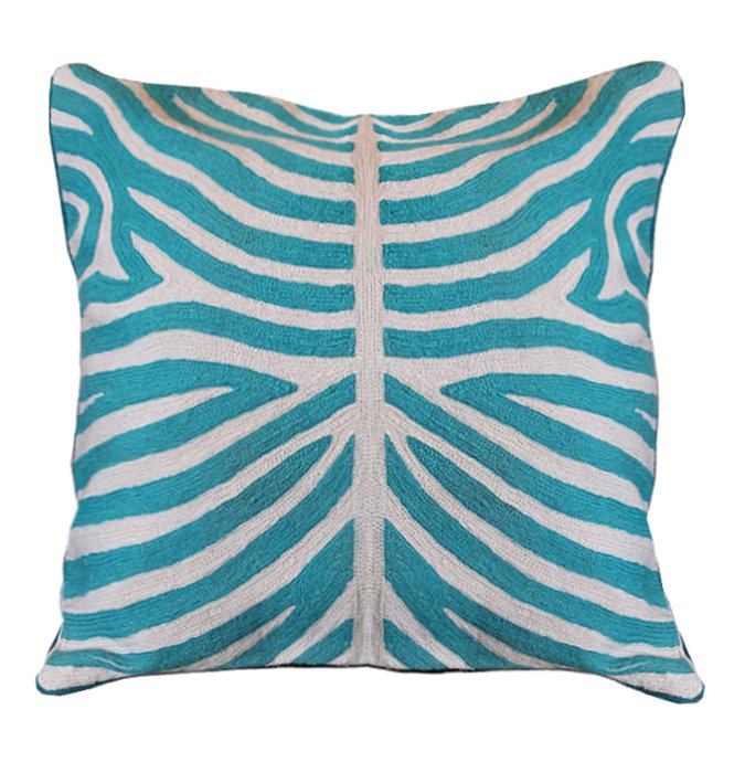 Подушка Turquoise Zebra Бирюзовый Белый Подушка Turquoise Zebra Бирюзовый Белый в Рязани | Loft Concept