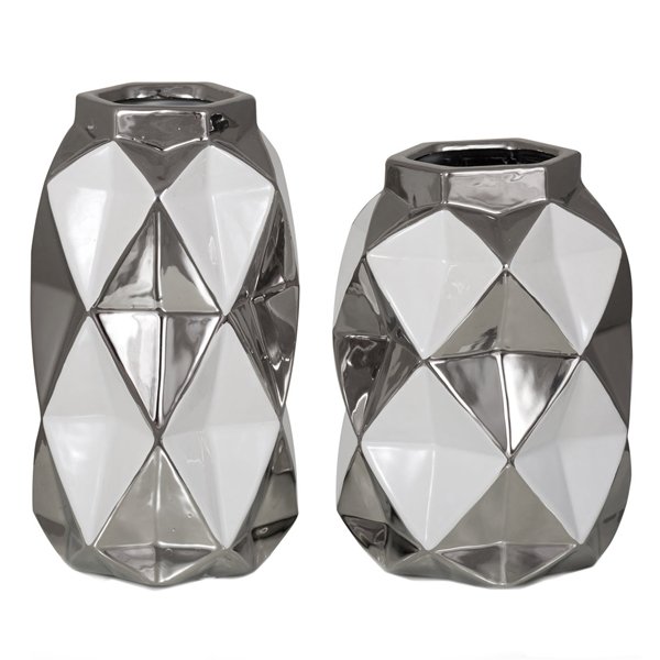 Ваза Origami Silver Серебряный Белый Ваза Origami Silver Серебряный Белый в Рязани | Loft Concept