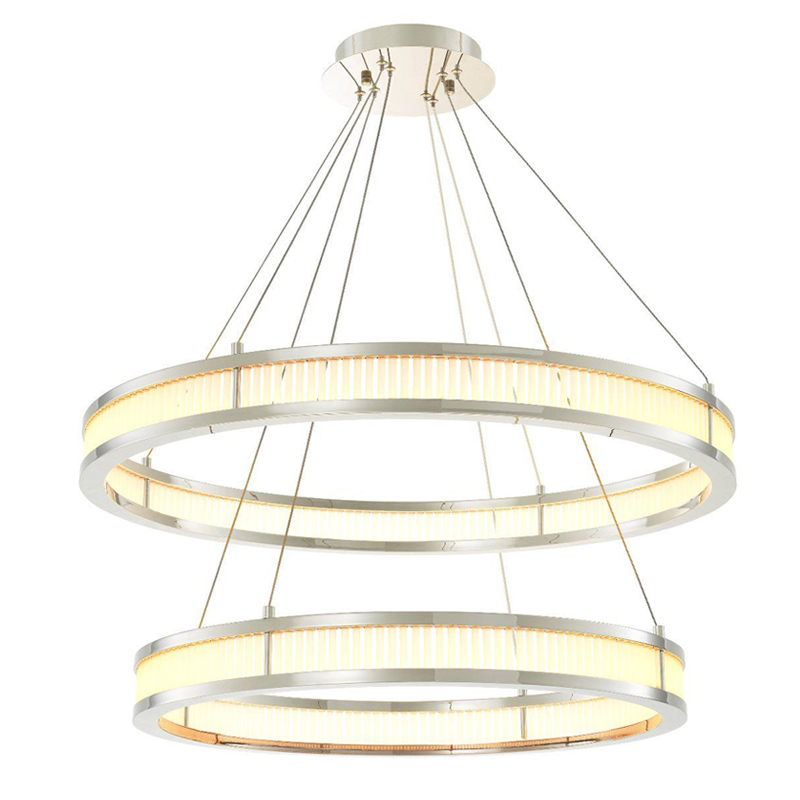 Люстра Eichholtz Chandelier Damien Double Nickel Никель Белое матовое стекло Люстра Eichholtz Chandelier Damien Double Nickel Никель Белое матовое стекло в Рязани | Loft Concept