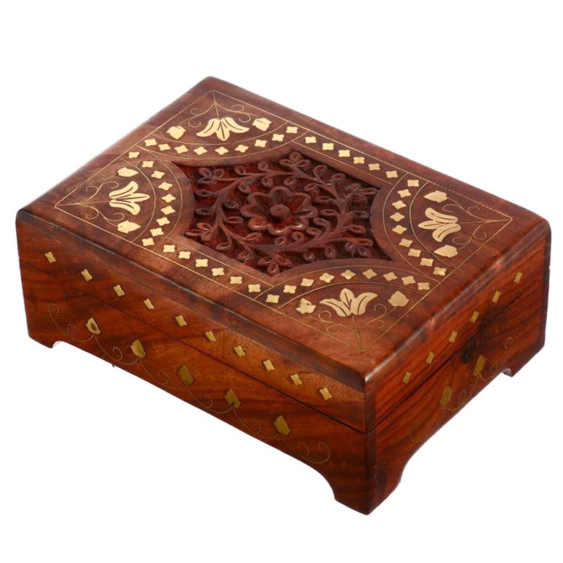 Шкатулка Fulari Indian Inlay Box Коричневый Шкатулка Fulari Indian Inlay Box Коричневый в Рязани | Loft Concept