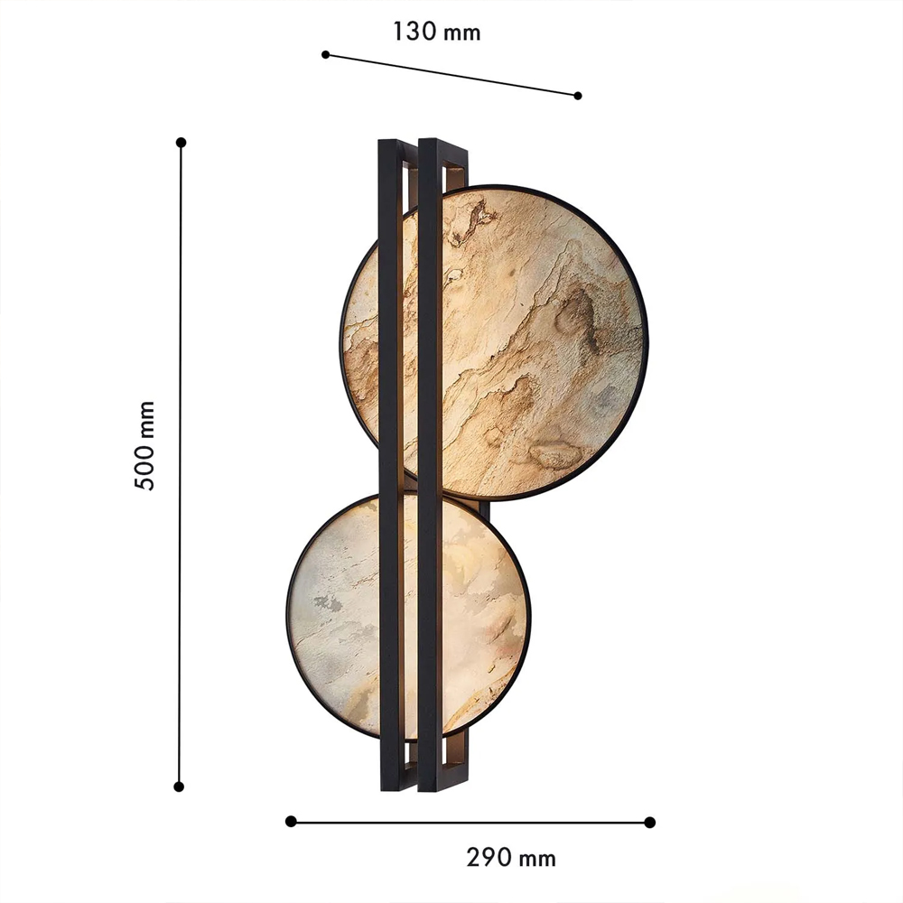 Бра из двух каменных дисков в металлической раме Constellation в Рязани