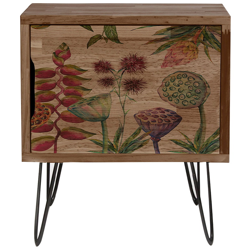 Тумба с цветочным изображением Floral Wood Nightstand Коричневый Тумба с цветочным изображением Floral Wood Nightstand Коричневый в Рязани | Loft Concept