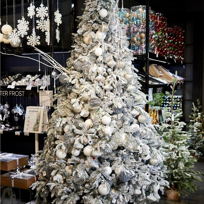 Дизайнерская Елка Заснеженная с Белыми елочными игрушками Christmas Tree White Hoarfrost Белый в Рязани | Loft Concept 