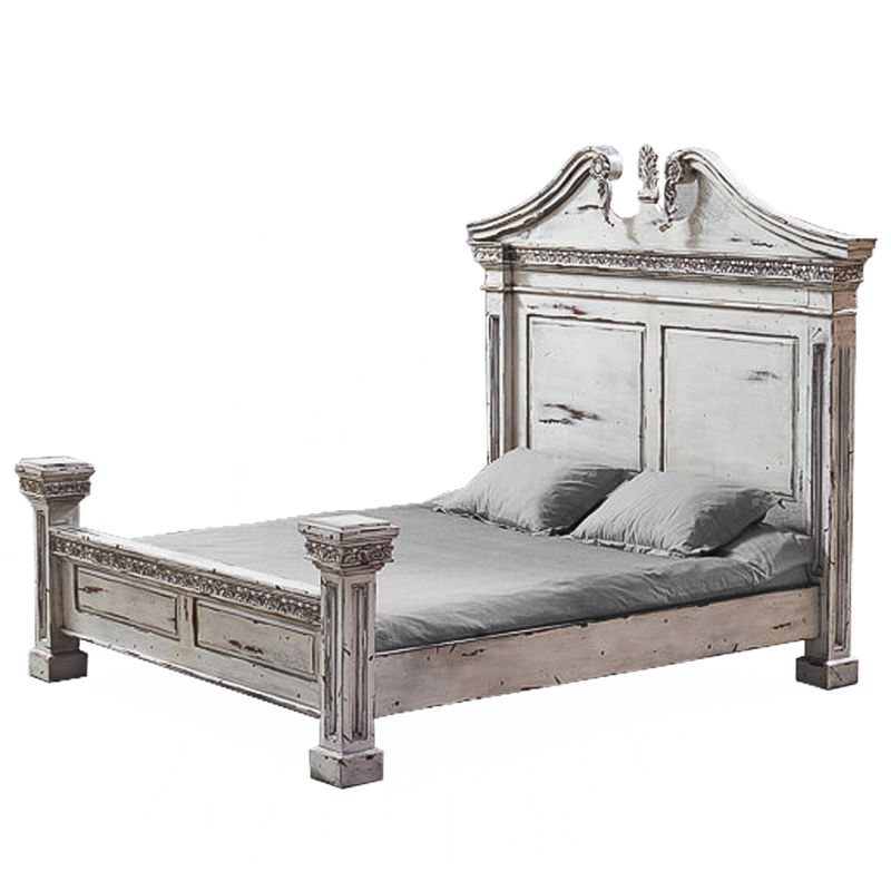 Кровать Gothic Style Bed White Белый винтажная патина Кровать Gothic Style Bed White Белый винтажная патина в Рязани | Loft Concept