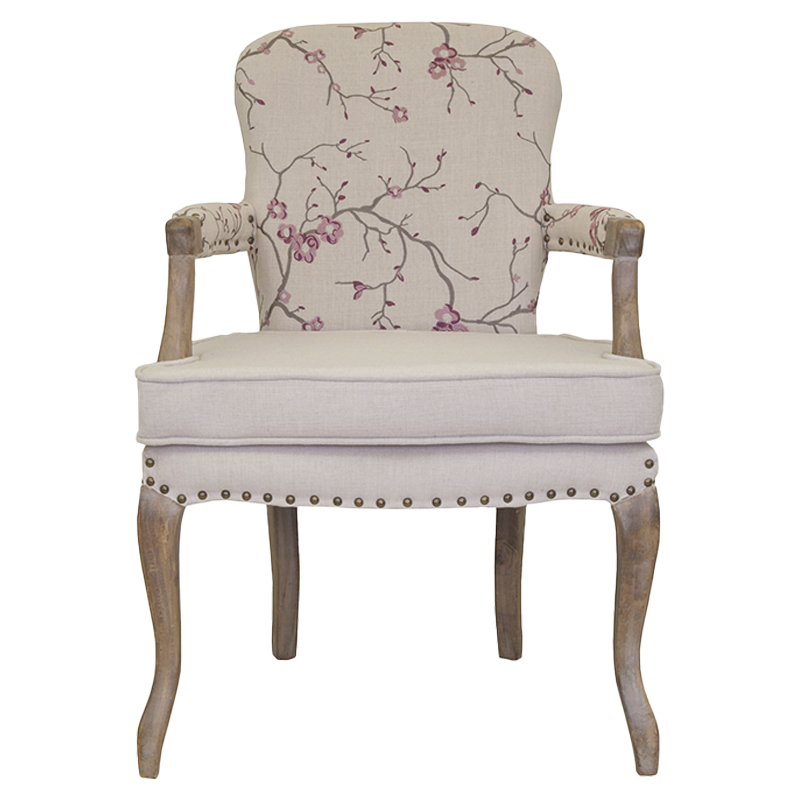 Кресло с изображением сакуры Aubrey Classical Armchair beige flax Бежевый Коричневый Розовый Кресло с изображением сакуры Aubrey Classical Armchair beige flax Бежевый Коричневый Розовый в Рязани | Loft Concept