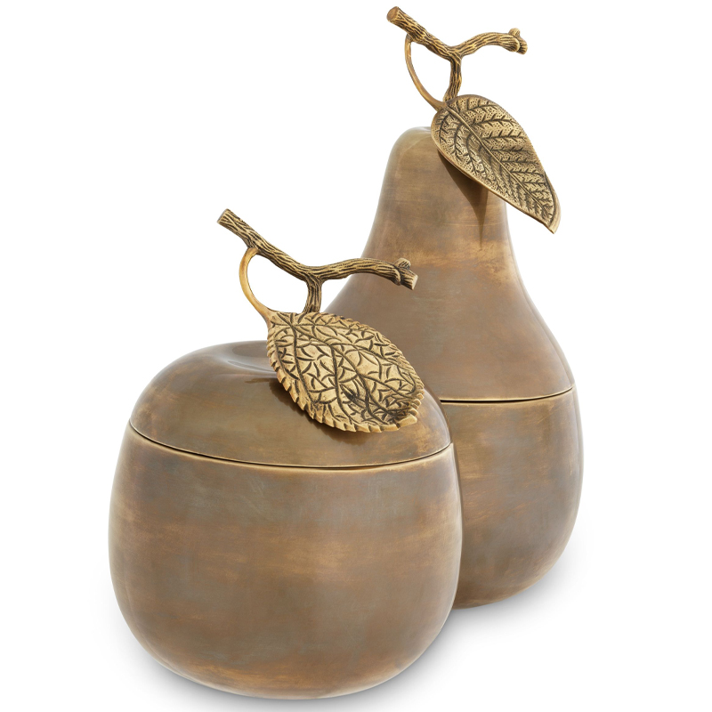 Комплект шкатулок Eichholtz Box Apple & Pear set of 2 brass Винтажная латунь Комплект шкатулок Eichholtz Box Apple & Pear set of 2 brass Винтажная латунь в Рязани | Loft Concept