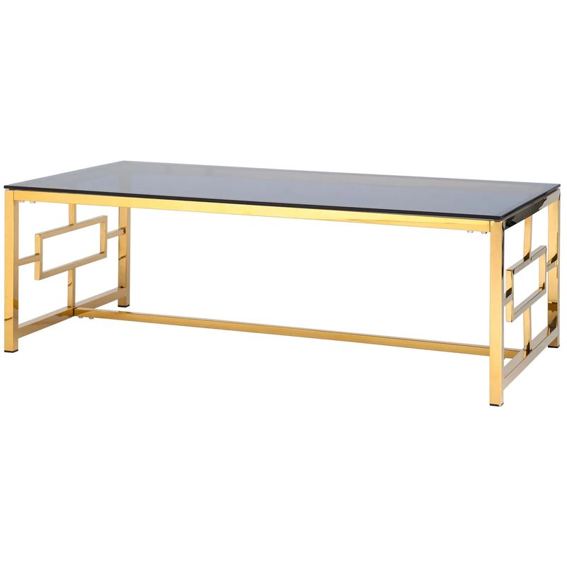 Столик кофейный Milan Tables Gold Золотой Стекло Смок Столик кофейный Milan Tables Gold Золотой Стекло Смок в Рязани | Loft Concept