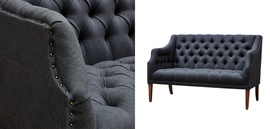Диван Morton Capitone Sofa темно-серый лен Диван Morton Capitone Sofa темно-серый лен - Loft-Concept в Рязани