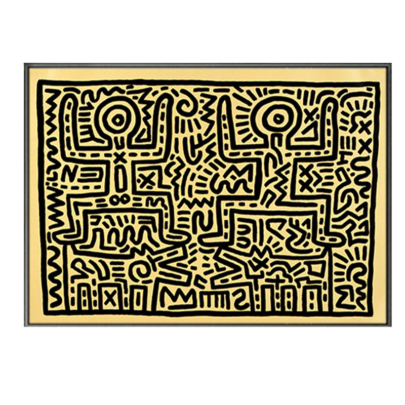 Постер Keith Haring 8 Черный Бежевый Постер Keith Haring 8 Черный Бежевый в Рязани | Loft Concept