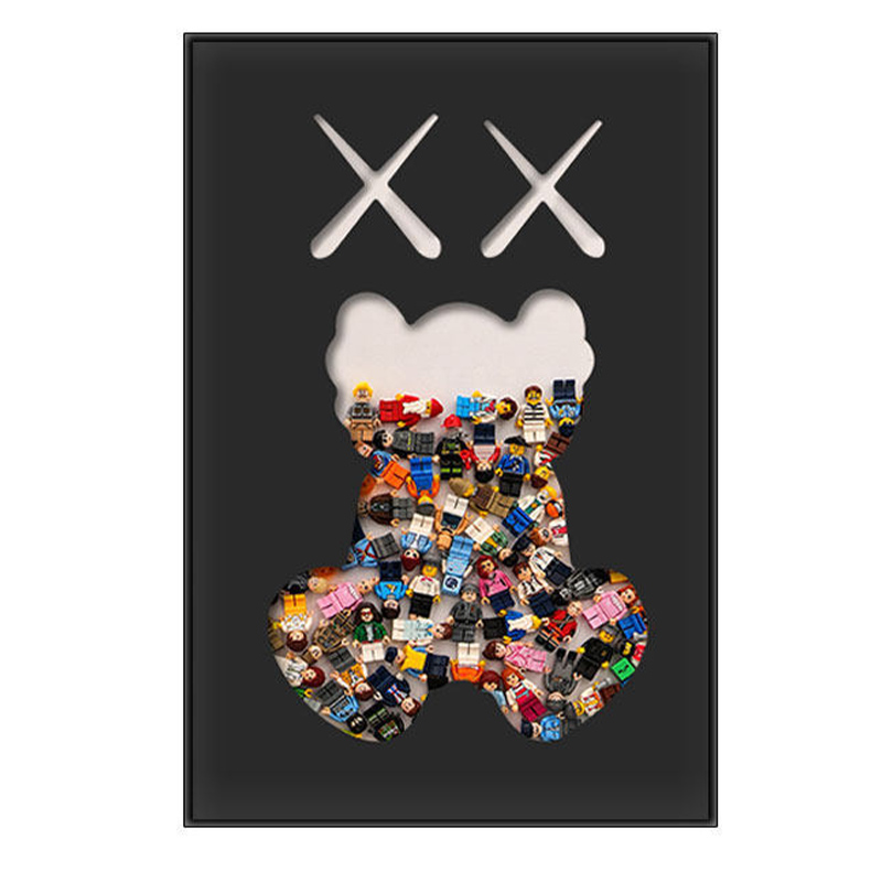 Постер Bearbrick Черный фон Мульти Постер Bearbrick Черный фон Мульти в Рязани | Loft Concept