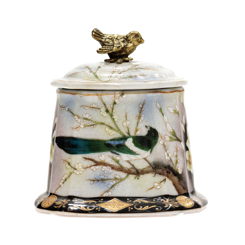 Шкатулка Round Box Colored Bird Мульти Бронза в Рязани | Loft Concept 