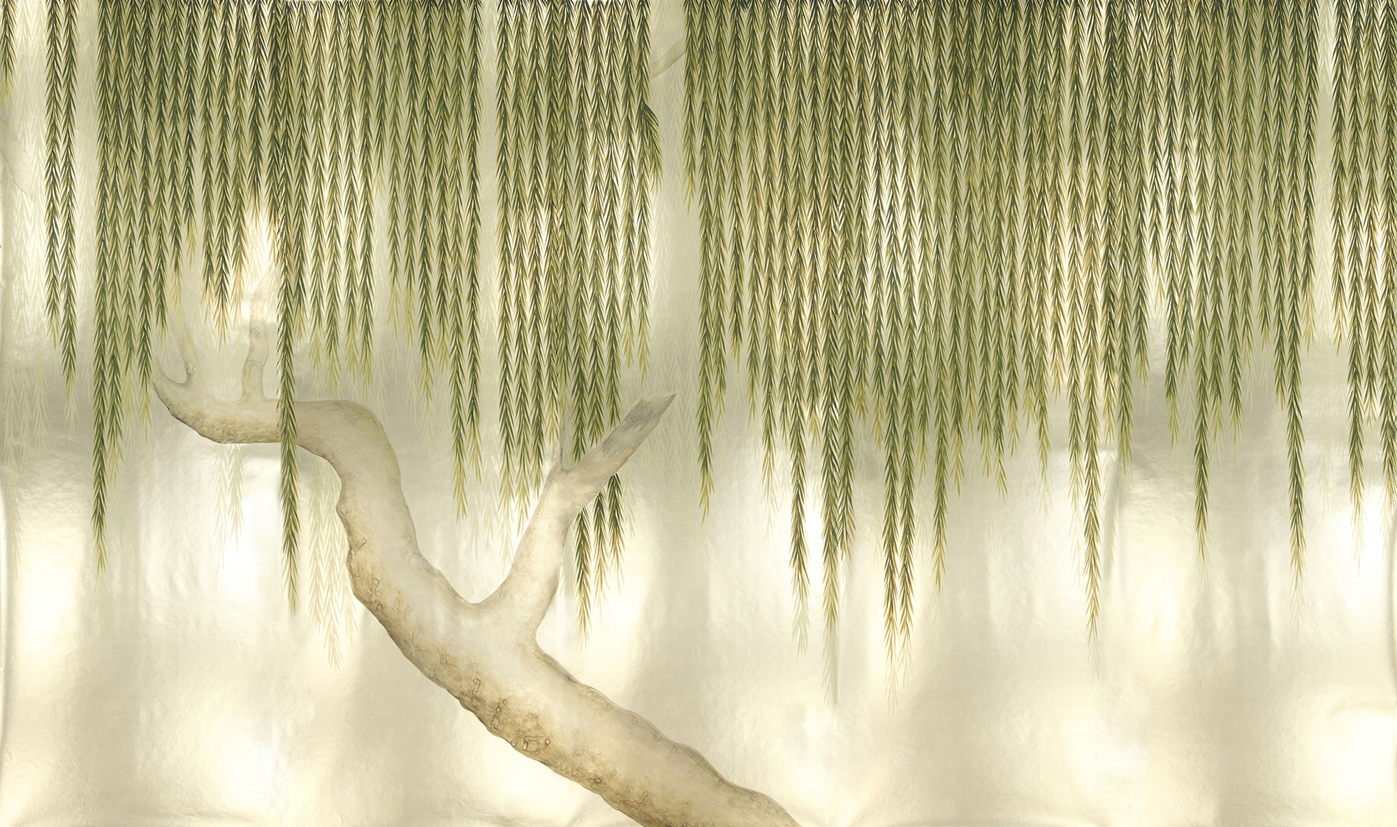 Обои ручная роспись Willow Original colourway on Champagne Gold gilded paper Обои ручная роспись Willow Original colourway on Champagne Gold gilded paper - постер Loft-Concept в Рязани