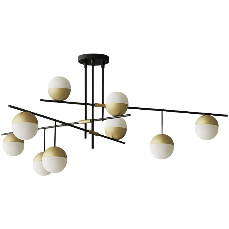 Люстра Balls white & brass 9 Белый Черный Латунь Люстра Balls white & brass 9 Белый Черный Латунь в Рязани | Loft Concept
