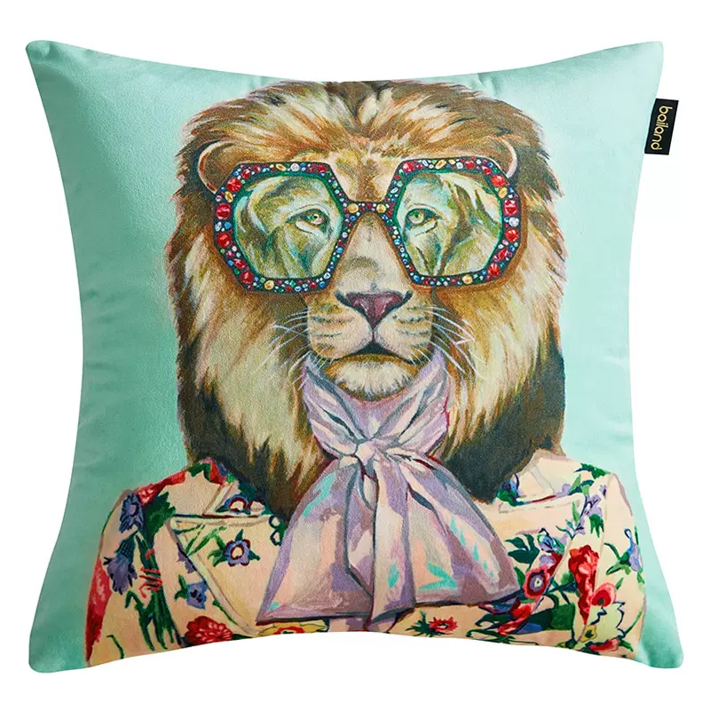 Декоративная подушка Стиль Gucci Leo Fashion Animals Cushion Mint Мятный Мульти Декоративная подушка Стиль Gucci Leo Fashion Animals Cushion Mint Мятный Мульти в Рязани | Loft Concept
