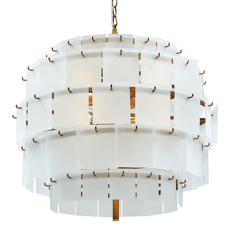 Люстра Glass Square Plates Chandelier Медь Белый Люстра Glass Square Plates Chandelier Медь Белый в Рязани | Loft Concept