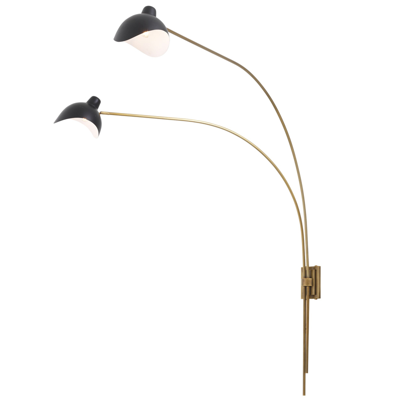 Бра Eichholtz Wall Lamp Mitch Brass Черный Латунь Античная полированная в Рязани | Loft Concept 