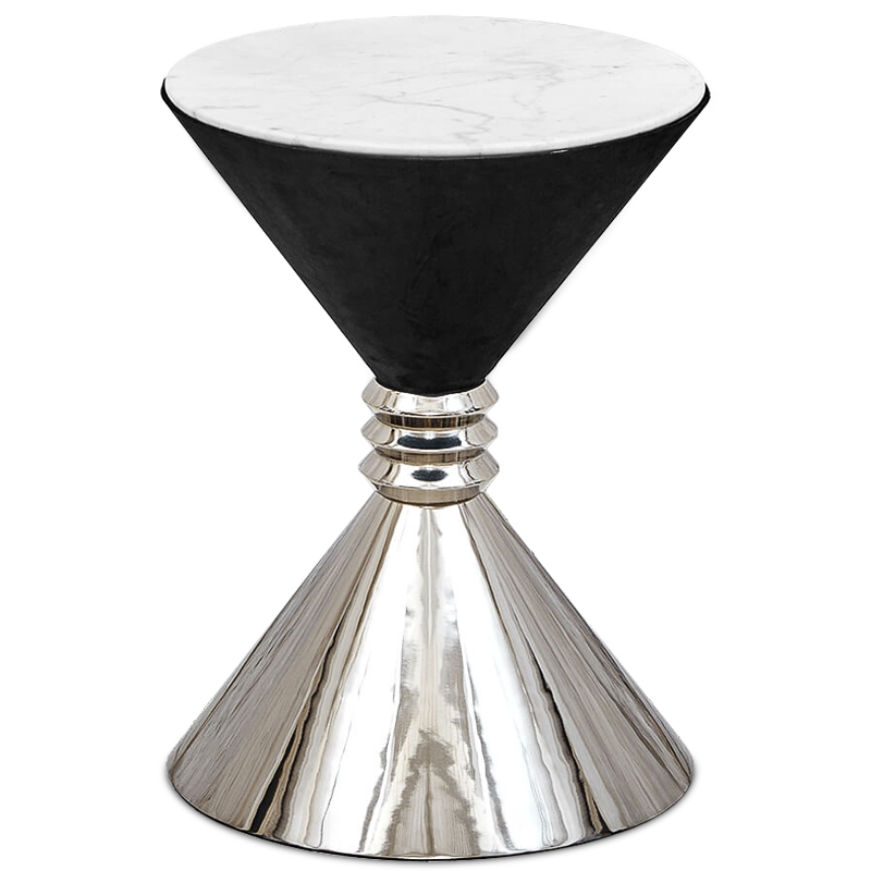 Приставной стол Hourglass side table Никель Черный Белый Приставной стол Hourglass side table Никель Черный Белый в Рязани | Loft Concept