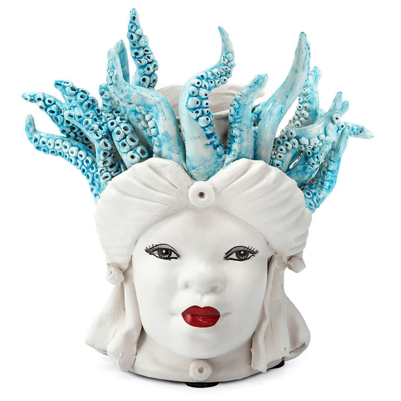 Ваза VASE MORO LADY SMALL MEDUSA Белый Голубой Ваза VASE MORO LADY SMALL MEDUSA Белый Голубой в Рязани | Loft Concept