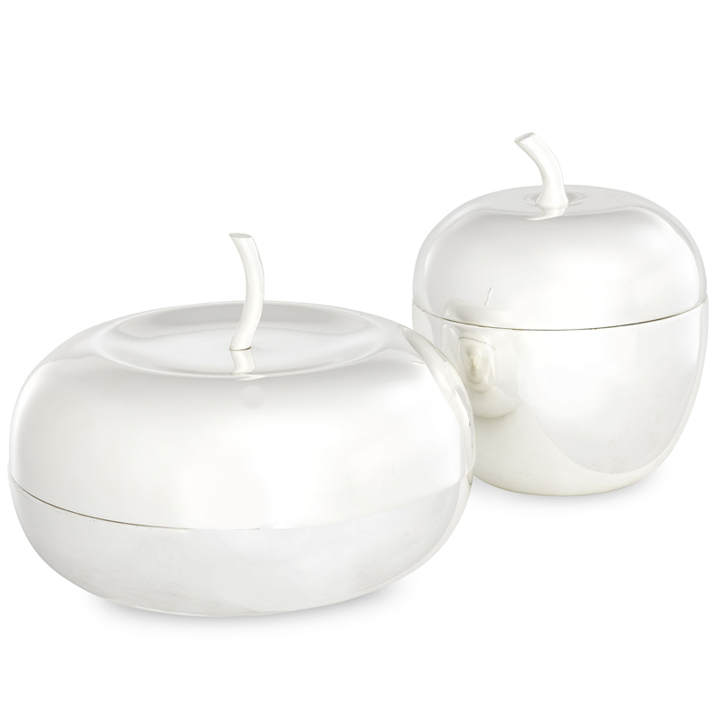 Комплект шкатулок Eichholtz Box Apple Set of 2 Silver Серебряный Комплект шкатулок Eichholtz Box Apple Set of 2 Silver Серебряный в Рязани | Loft Concept