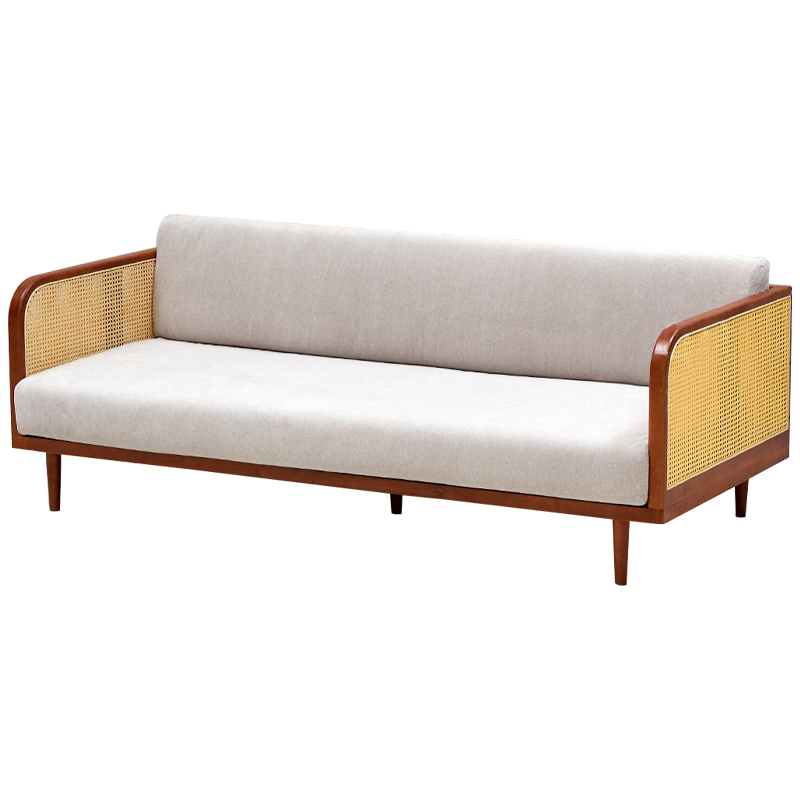 Диван с отделкой из ротанга Nava Rattan Decor Sofa Коричневый ivory ( слоновая кость ) Бежевый Диван с отделкой из ротанга Nava Rattan Decor Sofa Коричневый ivory ( слоновая кость ) Бежевый в Рязани | Loft Concept