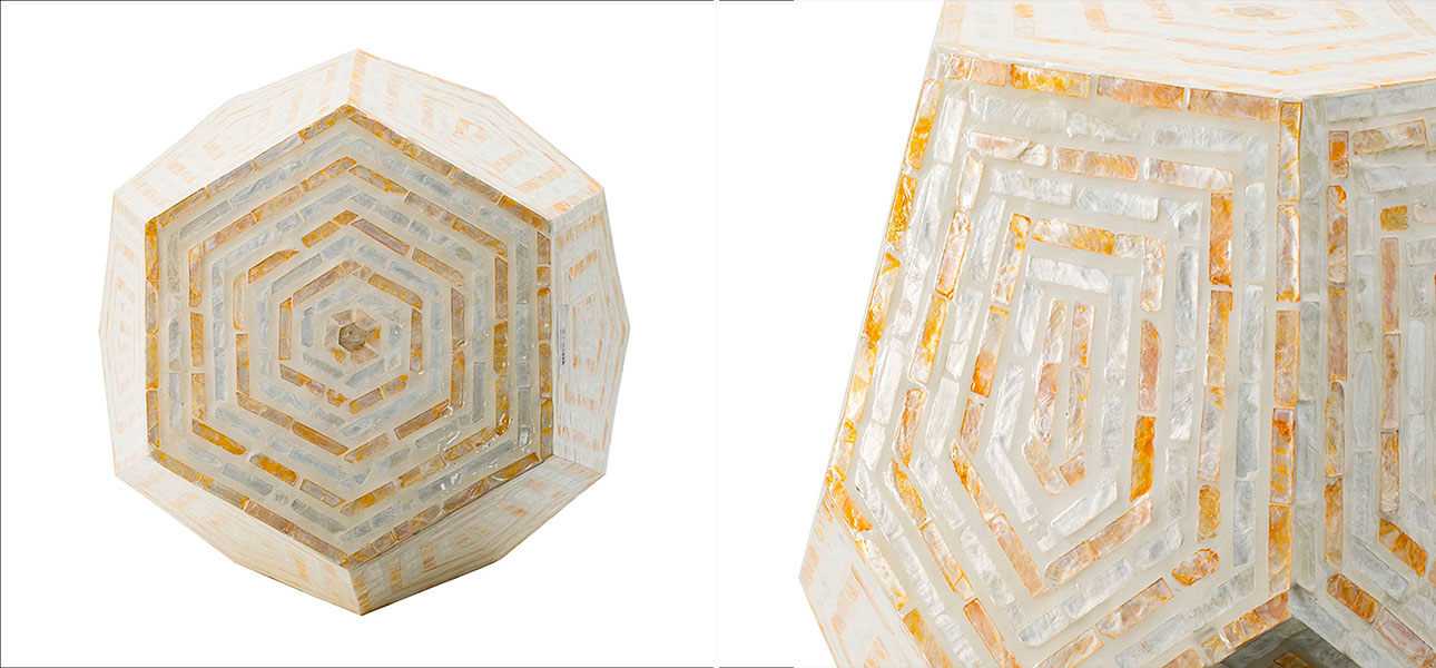 Столик с многогранной столешницей с инкрустацией узор пентагон Charlie - фото №1