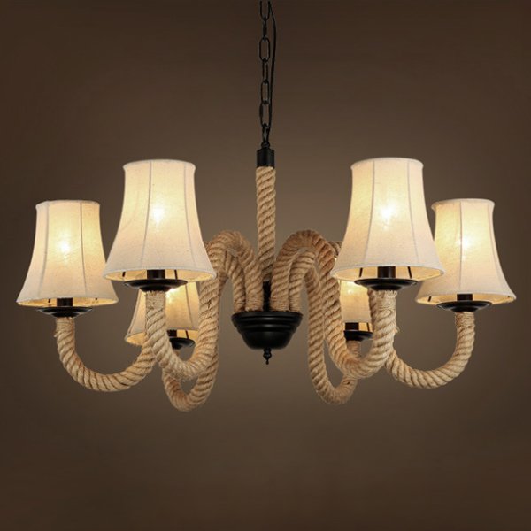 Люстра Loft Rope Chandelier 6 Бежевый Люстра Loft Rope Chandelier 6 Бежевый в Рязани | Loft Concept