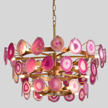Люстра Agate Burst Chandelier 3 Round pink Розовый пастельный Золотой Люстра Agate Burst Chandelier 3 Round pink Розовый пастельный Золотой в Рязани | Loft Concept