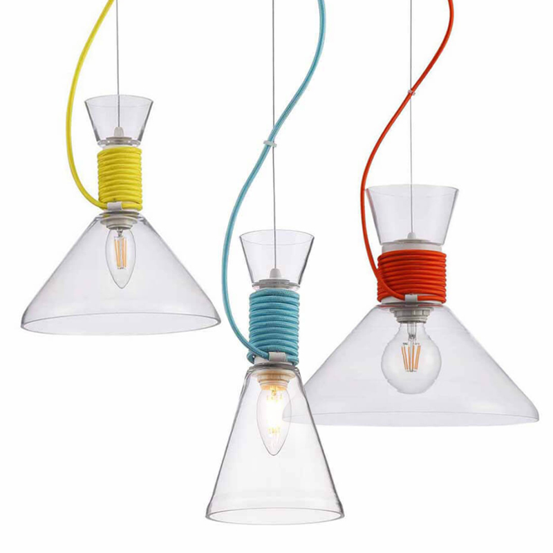 Подвесной Светильник Lamp With Multi-Colored Ropes Прозрачное Стекло Желтый Красный Голубой Подвесной Светильник Lamp With Multi-Colored Ropes Прозрачное Стекло Желтый Красный Голубой в Рязани | Loft Concept