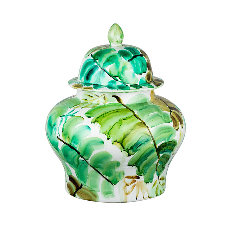 Ваза Vase Green Leaves II Белый Зеленый в Рязани | Loft Concept 