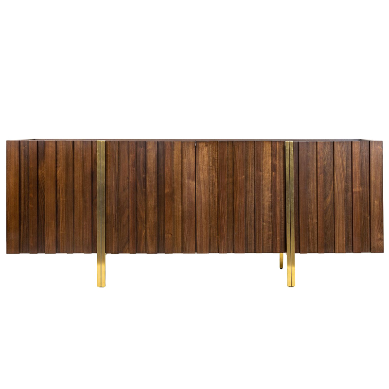 Комод с мраморной столешницей Walnut Veneer Коричневый Белый Латунь Комод с мраморной столешницей Walnut Veneer Коричневый Белый Латунь в Рязани | Loft Concept