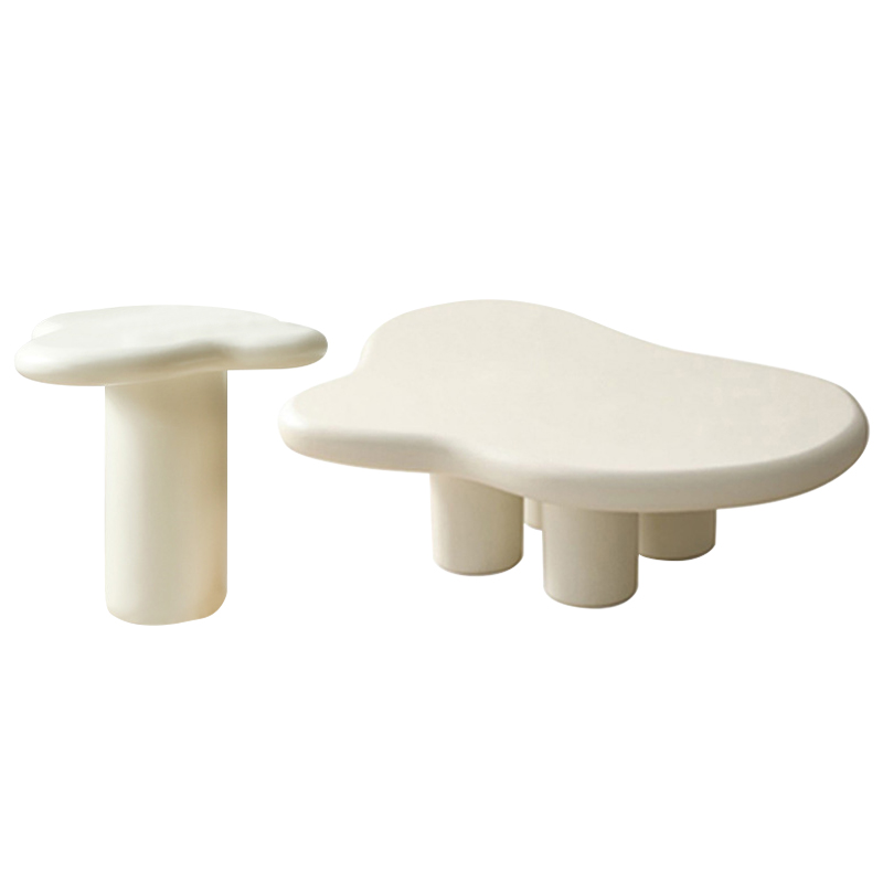 Комплект кофейных столиков Aine Curved Coffee Tables Молочный Черный Комплект кофейных столиков Aine Curved Coffee Tables Молочный Черный в Рязани | Loft Concept