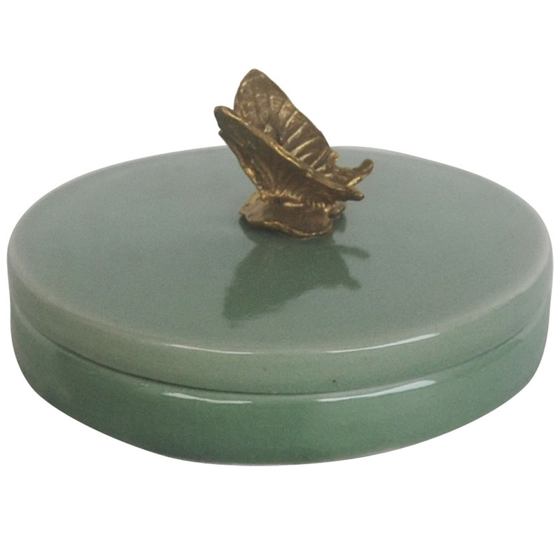 Шкатулка Green box with butterfly Зеленый Бронза Шкатулка Green box with butterfly Зеленый Бронза в Рязани | Loft Concept