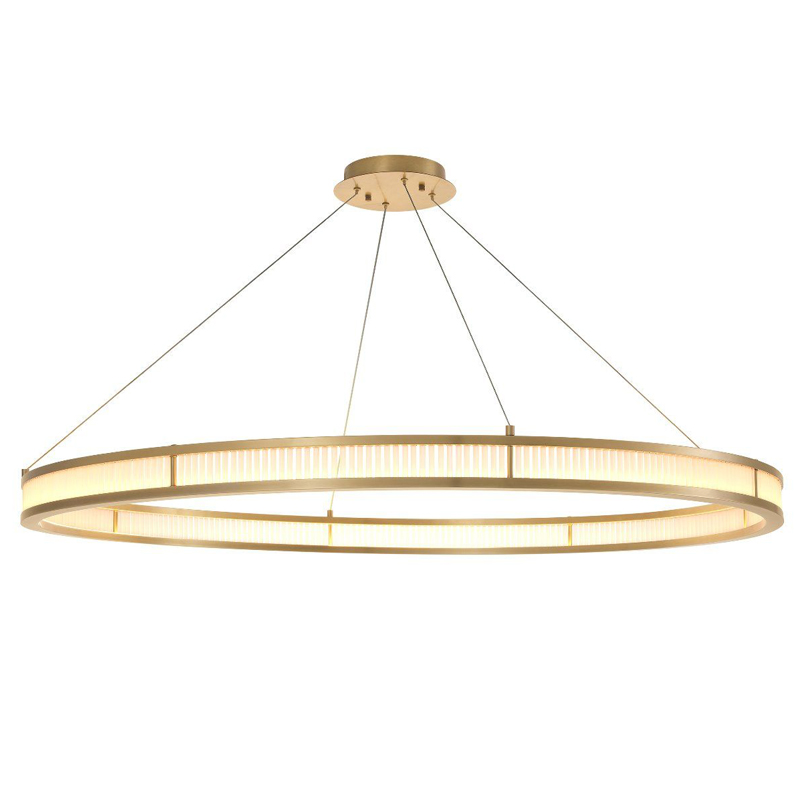 Люстра Eichholtz Chandelier Damien XL Brass Латунь Античная полированная Белое матовое стекло в Рязани | Loft Concept 