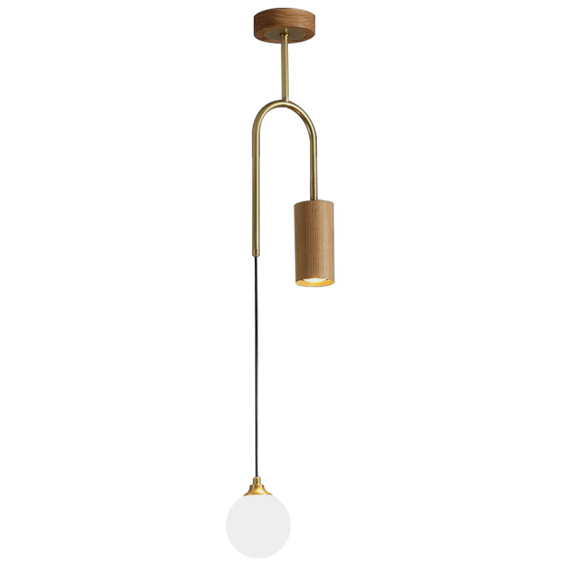 Потолочный светильник Ando Wooden Metal Brass Light 2 плафона Латунь Коричневый Древесина Потолочный светильник Ando Wooden Metal Brass Light 2 плафона Латунь Коричневый Древесина в Рязани | Loft Concept