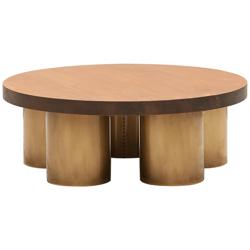 Круглый кофейный стол Stokes Coffee Table Латунь Коричневый Древесина Круглый кофейный стол Stokes Coffee Table Латунь Коричневый Древесина в Рязани | Loft Concept