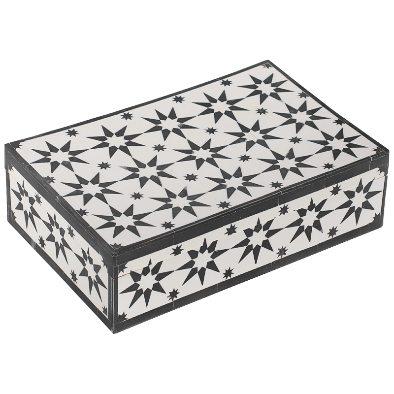 Шкатулка Stars Bone Inlay Черно-белый Шкатулка Stars Bone Inlay Черно-белый в Рязани | Loft Concept